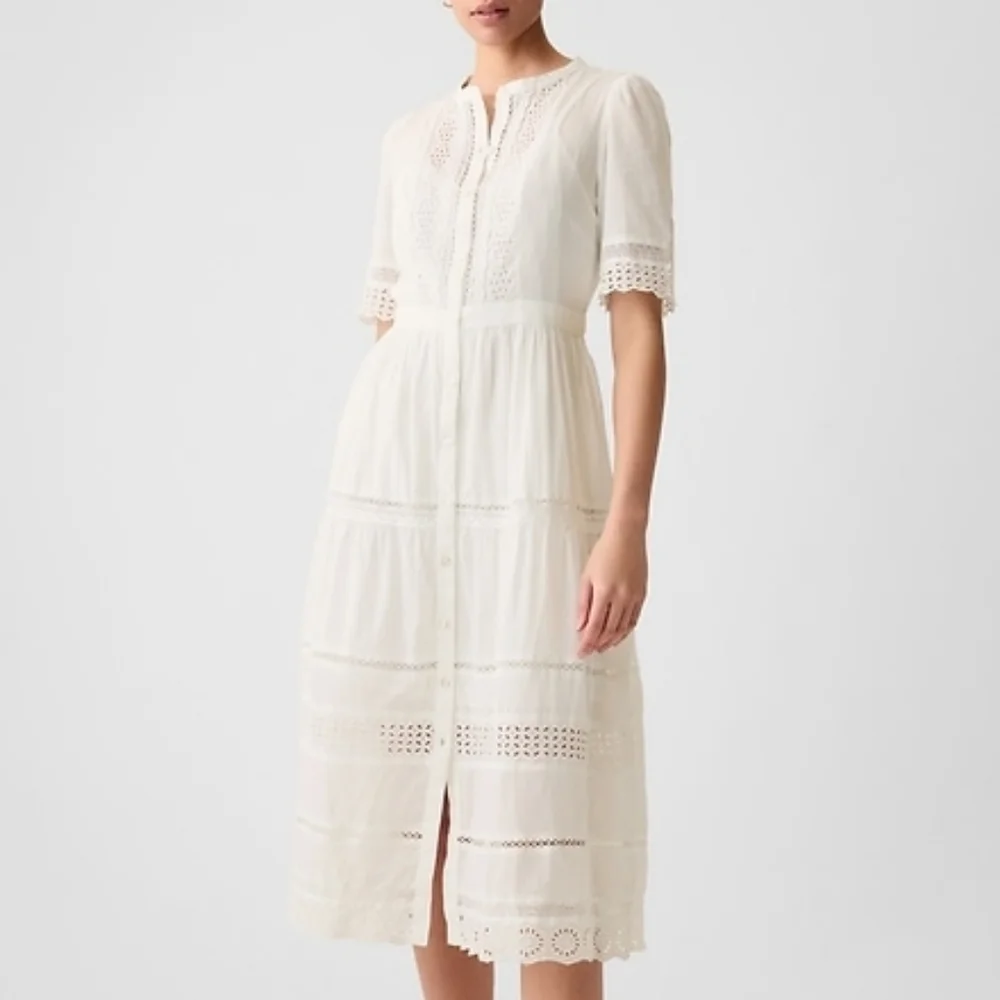 GAP White Lace Midi Dress - Picture 1 of 5